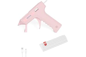 JENABOM Cordless Hot Glue Gun with 20 Pcs Mini Glue Sticks, 20s Heating Fast Mini Glue Gun kit, 2600 mAh Rechargeable Battery, DIY, Crafts, Decorations, Home Repairs, Pink