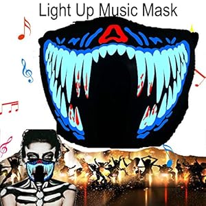 flashingworld Music LED Party Mask with Sound Active for Dancing,Riding,Skating,Party and Any Festival (Blood Teeth)