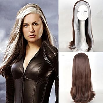 Xcoser X Cosplay Men Rogue Silver With Brown Straight Wig Hair For
