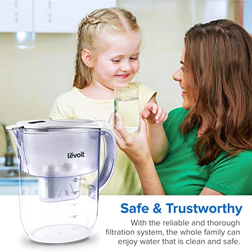 Levoit LV110WP Water Filter Pitcher for Tap and Drinking Water with 1 Standard Filter, Lasts 2