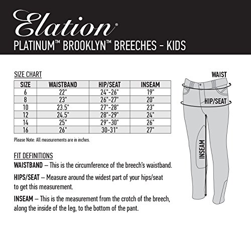 ELATION Girls Riding Pants for Kids Platinum Brooklyn - Horse Show Breeches Girls (Tan, 10)