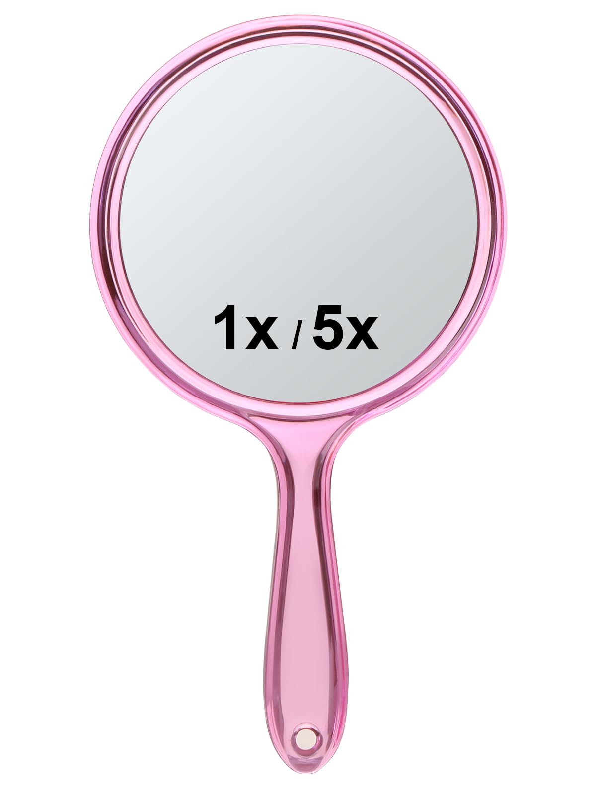 Photo 1 of Macaki Handheld Mirror with Handle, 10.5 x 5.7 inches, Double-Sided 1X/5X Magnification Travel Makeup Mirror for Women, Pink
