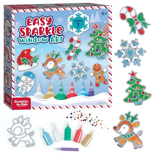 Creativity for Kids Holiday Easy Sparkle Window Art Craft Kit: Create 7 Window Art Designs, Holiday Crafts, Christmas Crafts for Kids, Christmas Activities for Kids (Ages 6+)