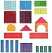 Grimm's Colored Rainbow Geo-Blocks - Classic Wooden Building Blocks Set with Net Bag, 30 Pieces