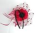 Coolwife Womens Fascinator Veil Flower Cocktail Tea Party Headwear (Red)