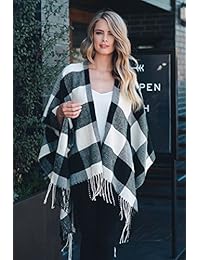 Endless Envy Buffalo Plaid Poncho Envolver Manta Suéter
