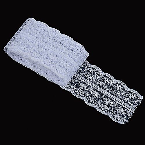 Regubi 1.8" x 20yd Multiple colors floral Lace Ribbon Vintage Embroidered Lace Fabric Roll Decorations for Headbands Wedding Applique DIY Sewing Craft (white)