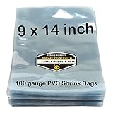 200 pcs Quality 9 x 14 inch PVC Shrink Wrap Bags for Books, Soaps, Bath Bombs, Bottles, Crafts & DIY Products by Mighty Gadget (R) - 100 Gauge