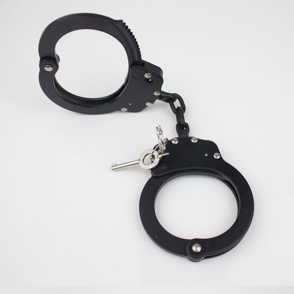 Yoghourds Double Lock Handcuffs, Carbon Steel & Black Gun Covering