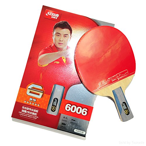 DHS Ping Pong Table Tennis Racket Paddle Bat 6 Star Penhold Short Handle Double Pimples-in Bat 6006