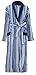 Jasmine Kimono Robe Soft Plush Velvet Terry Shawl Collar Bathrobe Bathrobe,Blue Stripe