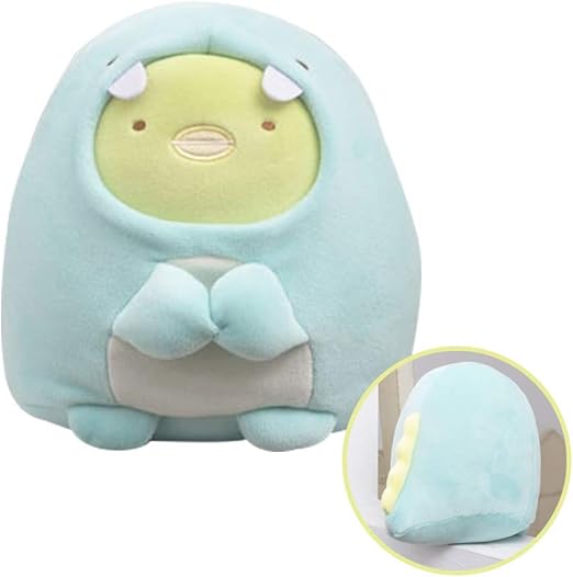 Amazon.com: Sumikkogurashi Mochi Daifuku Cojín Colección de personajes japoneses de peluche suave almohada regalo para niños, 9.0 in, pingüino en un traje de dinosaurio, azul cielo: Home \u0026 Kitchen