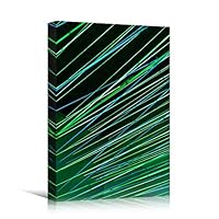 Canvas Wall Art Green Light Art Abstract Abstract Colorful Hallway Industrial Lights Mixed Media Multicolor Neon - 12x18 inches