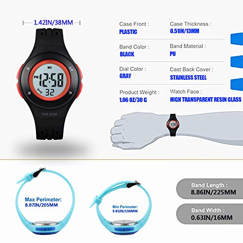 6 Waterproof+Stopwatch+Digital+Quartz+Wristwatch