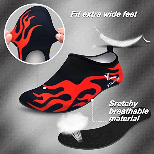 Cevinee™ (Update Version) Slip-on Water Shoes, Anti-slip Aqua Socks, Breathable Beach Swim Surf Yoga Outdoor Soft Shoes - Black Fire M