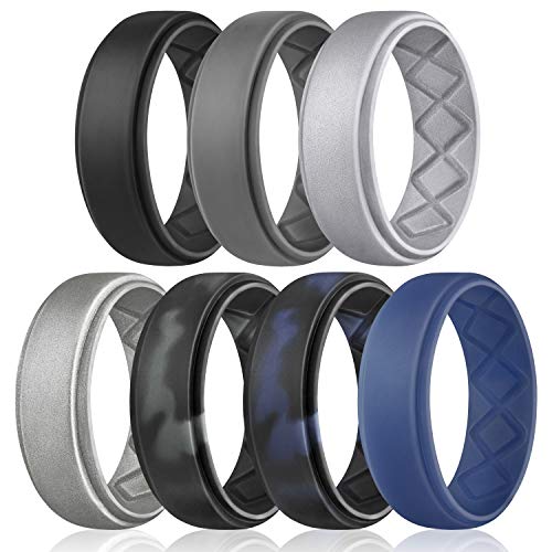 8.5mm Wide, 2.5mm Thick Breathable Silicone Promise Ring for Men by