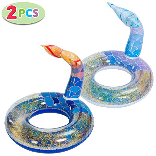 JOYIN Inflatable Mermaid Tail Pool Float with Glitters (2 Pcs), Pool