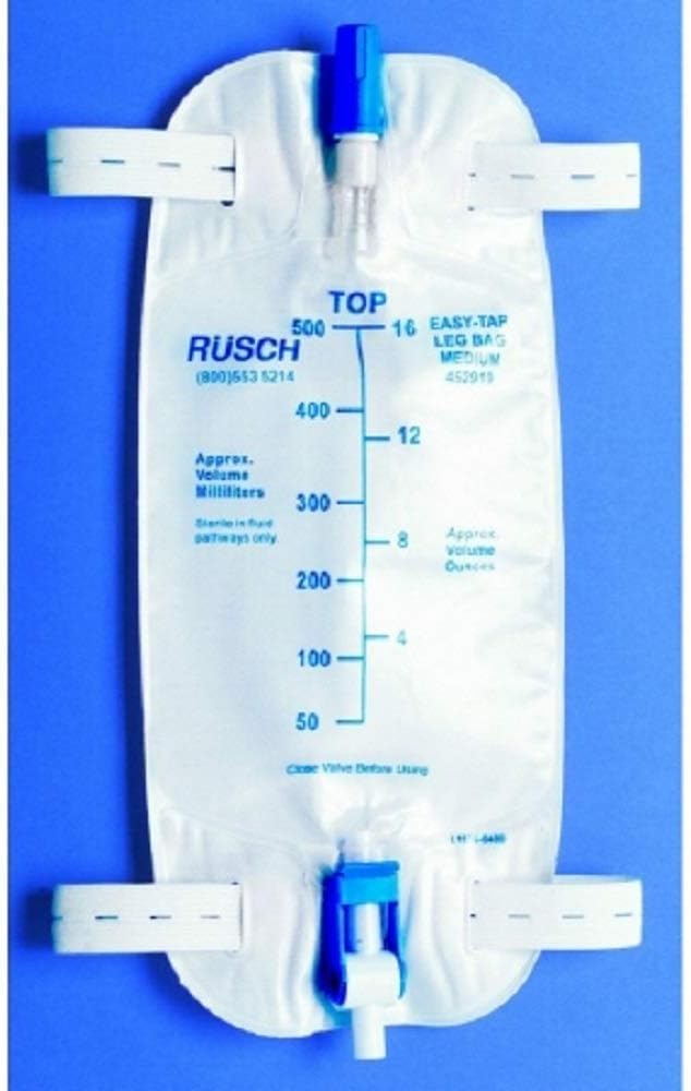 Teleflex Medical Inc Easy-Tap Leg Bag with Extra 18 Inch PVC Extension Tubing 16.9 Ounce, Sterile, Latex-Free (Pack of 5) (Newest Version)