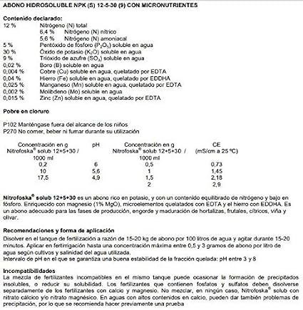 Suinga ABONO Soluble Fertilizante Nitrofoska 12-5-30. 8 Sacos de ...