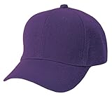 Unisex 6 Panel Plain Baseball Cap - With Velcro Closure on Back of Hat - Deep Fit - Purple