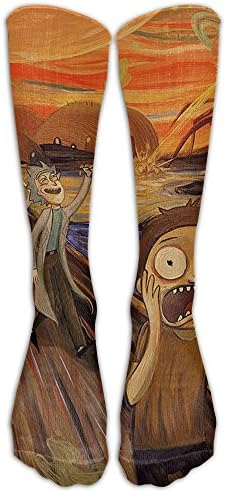 Over-the-Calf Compression Socks Rick And Morty Training Socks Crew Athletic Socks Long Sport Soccer Socks Comfortable Knee High Sock