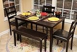 Home Life 5pc Dining Dinette Table Chairs &amp; Bench Set Espresso Finish 150236 (Misc.)