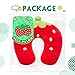 H HOMEWINS Travel Pillow for Kids,Cute Animal Toddler Neck Pillow for Boys Girls,Soft Neck Head Chin Support Pillow,Travel Accessories for Airplane, Car, Train,Recline(Strawberry)