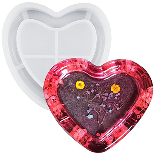 Funshowcase 6.3" Heart Ashtray Resin Silicone Mold for Polymer Clay, Resin Epoxy Crafting Projects Large