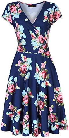 Women V-Neck A-Line Fit Flare Swing Party Dress