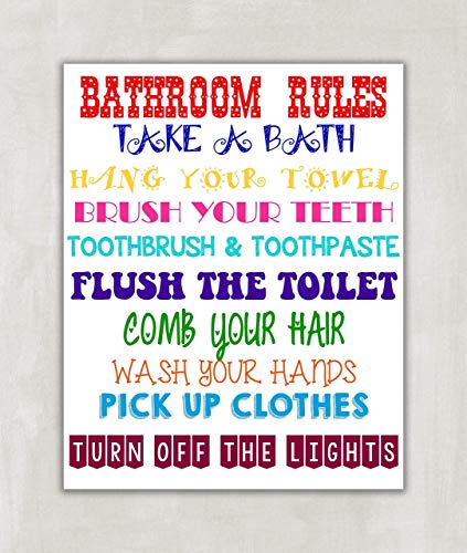 Amazon Com Bathroom Rules Funny Bathroom Wall Art 8x10 Print Unframed Handmade