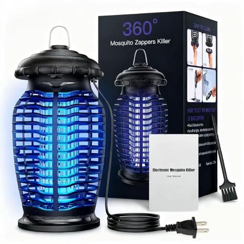BYXAS Bug Zapper Outdoor Indoor, 15W Electric Mosquito Zapper with 4200V UV Light, Coverage of 1/2 Acre, 3 Prong Plug, Waterproof Fly Trap for Patio, Yard, Garden, Indoor Use
