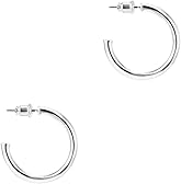 PAVOI 14K Gold Plated Hoop Earrings for Women - 2mm Thick Infinity Hoops - Lightweight Loop Earrings Set