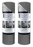 DII Non Adhesive Cut to Fit Machine Washable Shelf Liner Paper For Cabinets, Kitchen Shelves, Drawers,  Set of 2, 12 x 10" - Black Dots