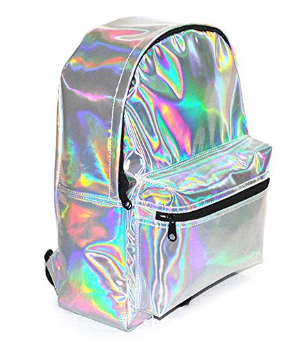 Zicac girl s sliver holographic laser leather backpack …