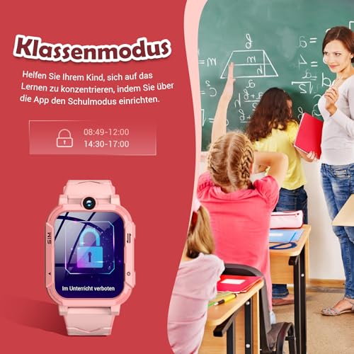 Blackview Children's Smart Watch, GPS, Can Insert SIM Card, Watch with 4G Video Calls, SOS Emergency Call, Phone Call, Voice Chat, SMS, School Mode, Pedometer, Children's Watch for Girls and Boys