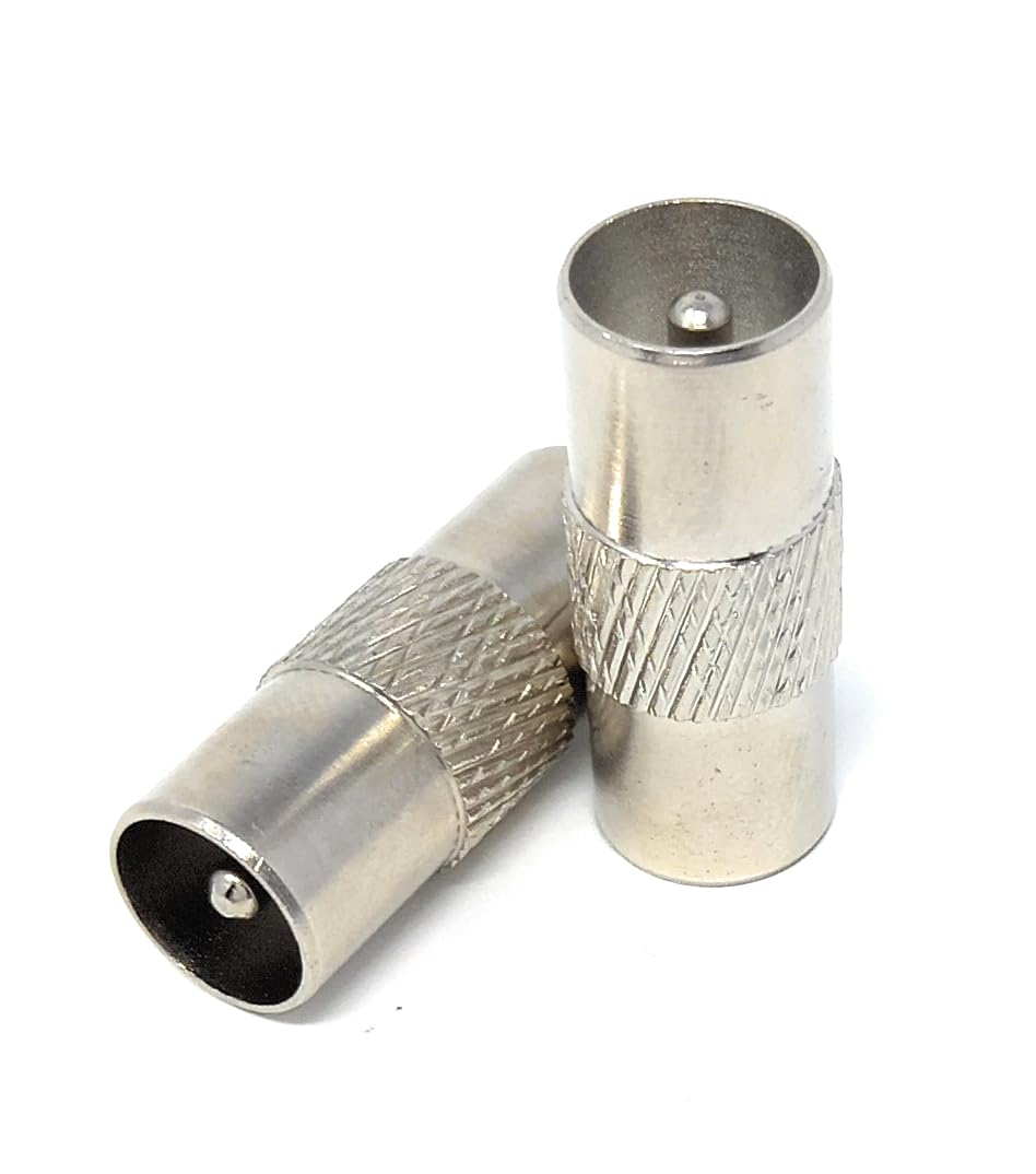 DRUT 2pcs. Male to Male TV Aerial Coaxial Coupler, RF Coax Antenna Adapter, Coupling Connector, Gender Changer