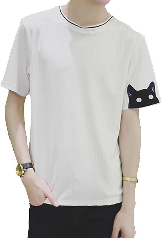 Amazon 熊本の宝箱メンズ Tシャツ 半袖 猫 アニマルプリント ロゴ 英字 クルーネック ワンポイント コットン スリム カジュアル ブラック ホワイト Tシャツ カットソー 通販 Amazon 熊本の宝箱メンズ Tシャツ 半袖 猫 アニマルプリント ロゴ 英字 クルーネック ワンポイント コットン スリム カジュアル ブラック ホワイト Tシャツ カットソー 通販