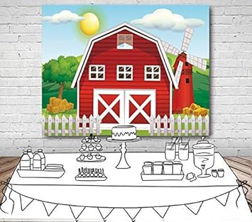 7x5ft Farm Barnyard Animal Theme Red Barn Little Farmer Amazon In