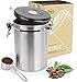 SIXNEA MUDHEN Primica Stainless Steel Coffee Canister - Premium Coffee Container Airtight Storage with Scoop for Easy Portioning