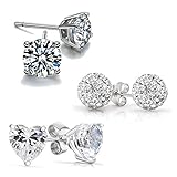 925 Sterling Silver Finish 6ct Simulated Diamond Stud Set