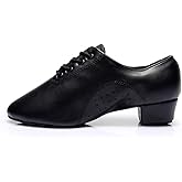 HROYL Little Boy Big Kids Men Latin Dance Shoes Leather lace-up Ballroom Shoes Tango Salsa Performence Practice Dance Shoes Z-238