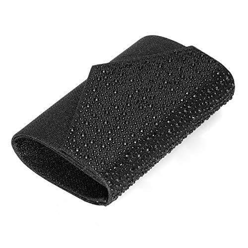 CurvChic Women Evening Bag Clutch Envelope Rhinestone Party Handbag Bridal Prom Purse (Black)