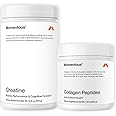 Momentous Creatine Monohydrate Powder & Grass Fed Collagen Peptides Powder - Supports Strength, Lean Muscle, & Recovery - Fortigel & Vitamin-C for Hair, Skin, Nails & Joint Health Support