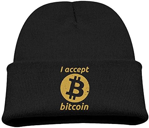 Unisex Children Adjustable Beanie Hat Slouchy Knit Hat For I Accept Bitcoins