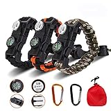 Meetrip 20 in 1 Adjustable Paracord Survival Bracelet, Tactical Survival Gear Kit with SOS LED Light, Emergency Knife, Whistle, Compass, Fire Starter for Camping, Climbing - 3 PACK