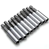Drill Warehouse 10 Piece Magnetic Extension Socket Drill Bit Holder 1/4