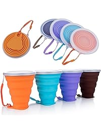 BlueBeach   Juego de 4 tazas plegables de viaje co