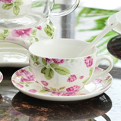 OKEE 150ml Tea Cup Coffee Cup,Cup and Saucer Set,tea cup/coffee cup,Flower Bone China Ceramic