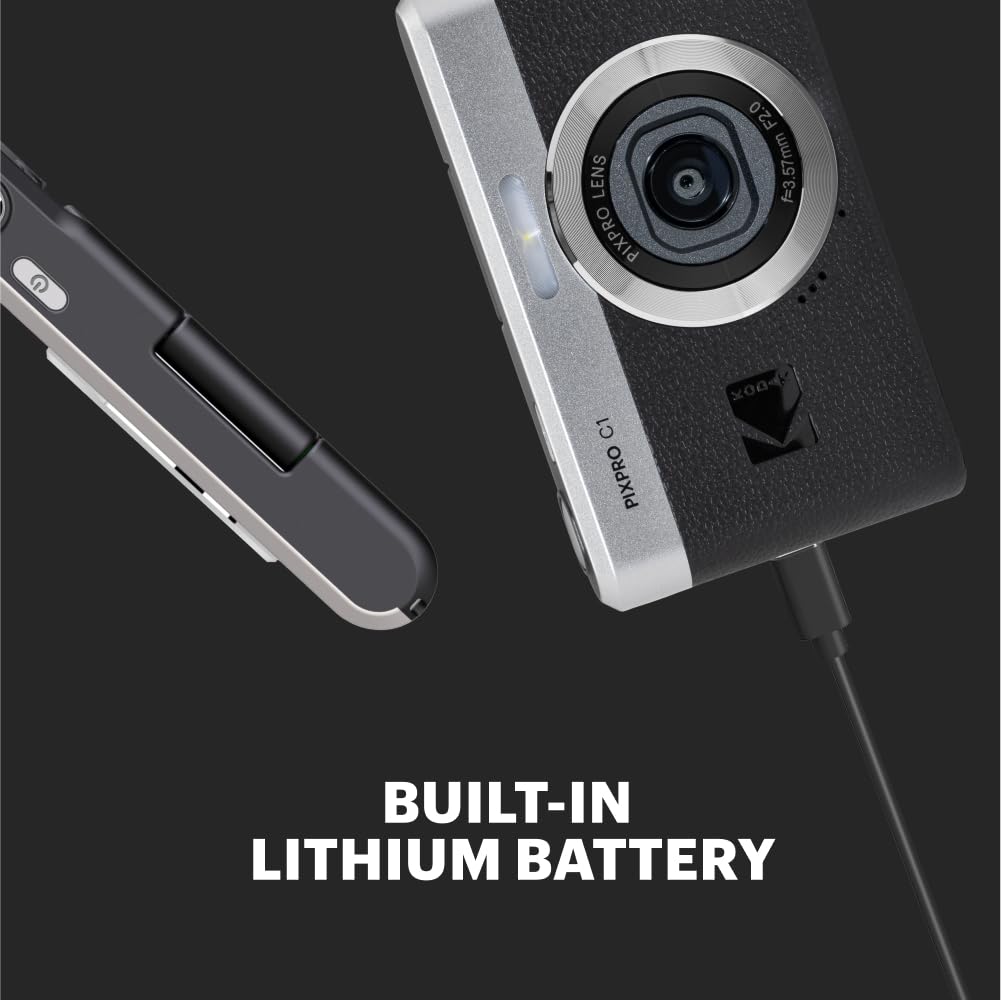 Kodak PIXPRO C1 Friendly Zoom Digital Camera - 13MP Compact Point and Shoot with 2.8” 180° Tilt LCD Flip Screen, Retro Vintage Design with 4X Zoom and 1080P Full HD Video for Travel, Vlogging, Black