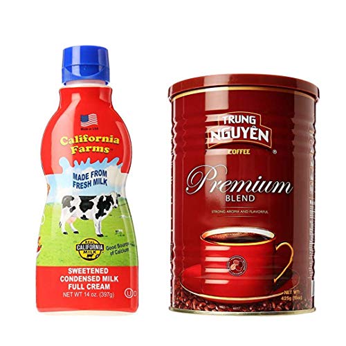 Vietnamese Coffee Maker Supply Set, Trung Nguyen Coffee & Easy Squeeze Bottle California Farms Condensed Milk